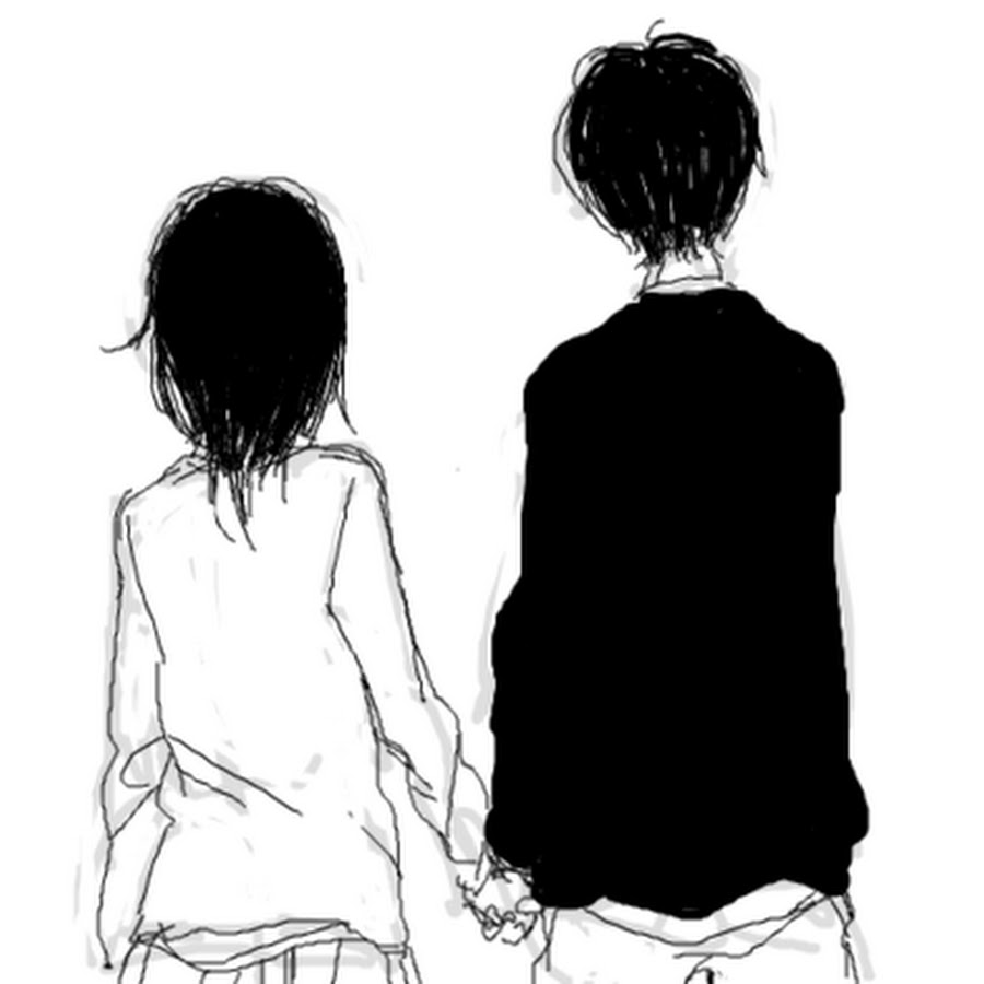 Девушка и парень со спины рисунок