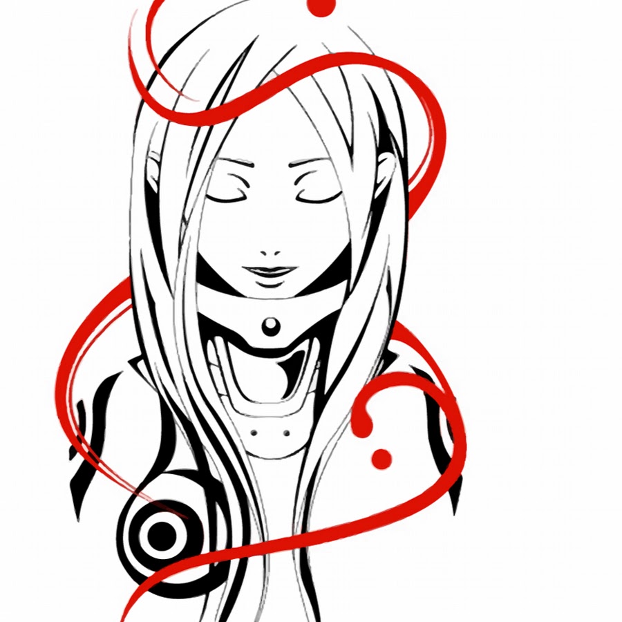 Эскиз тату аниме тян