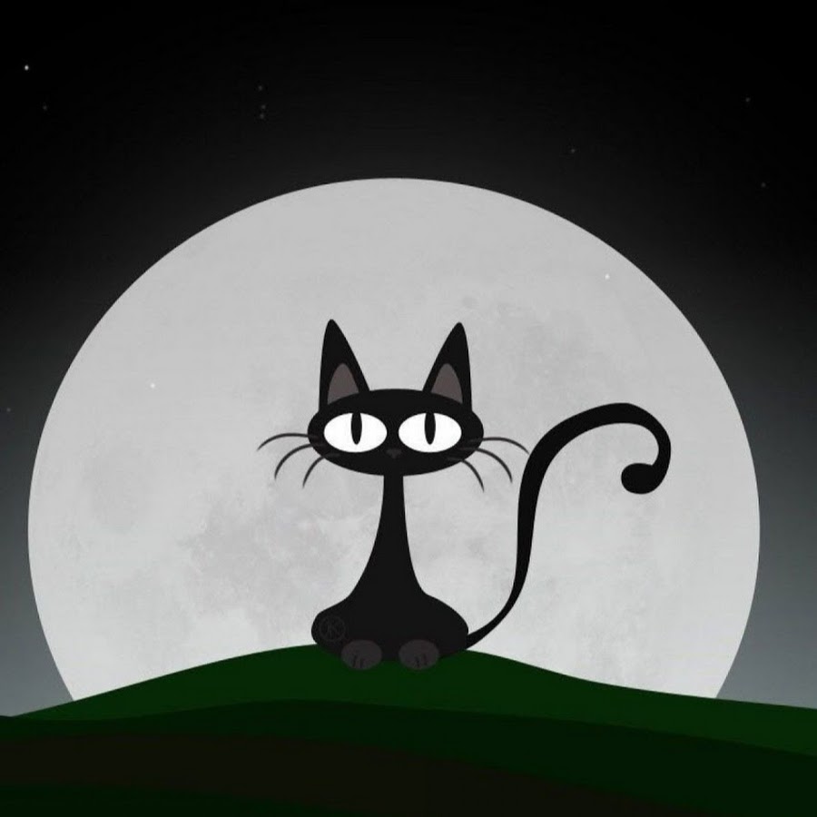 Мультяшные коты на черном фоне