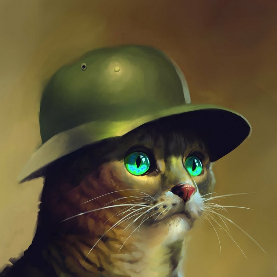 Кот в каске рисунок