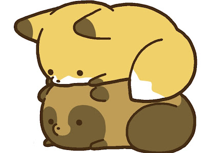 かわいい タヌキ と キツネ イラスト 116345