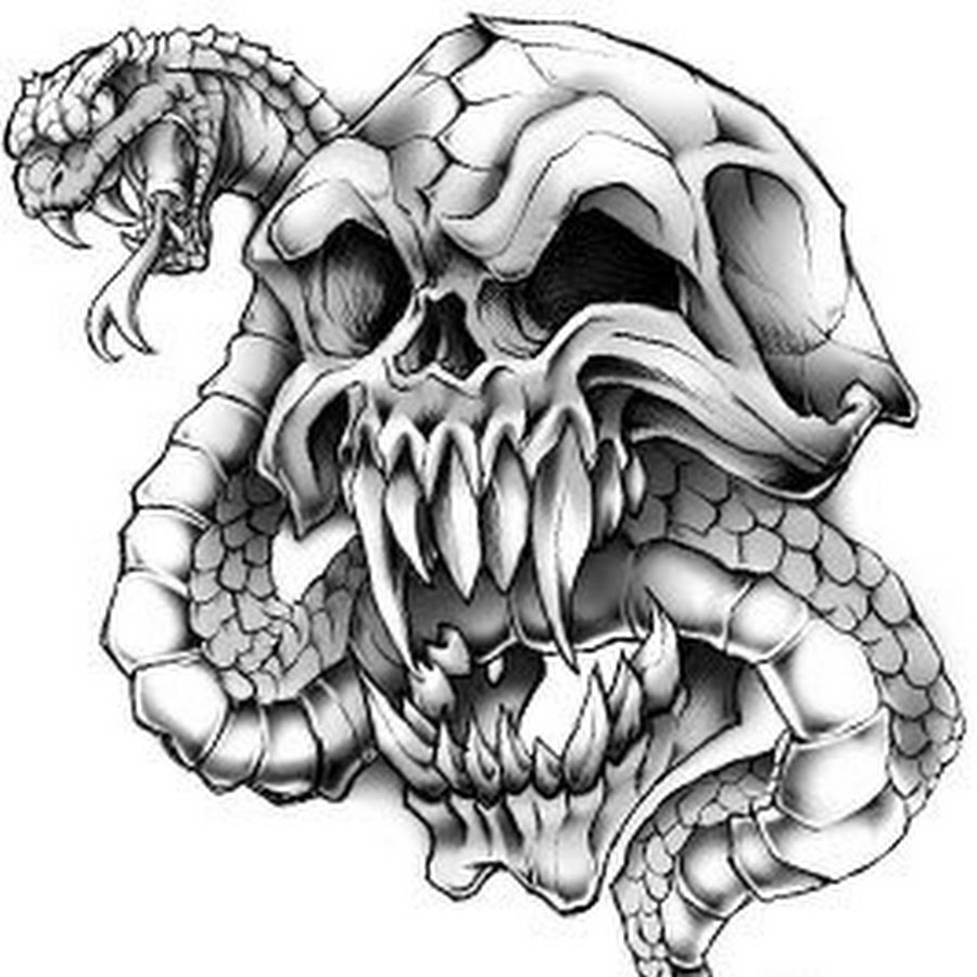 Эскизы тату череп со змеей