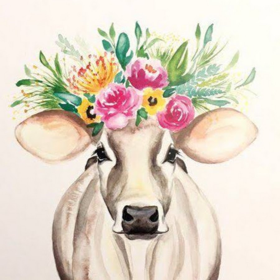 нарисовать животного в цвете. олень гуашью. нарисовать животного в цвете. животные рисунки. корова в венке.