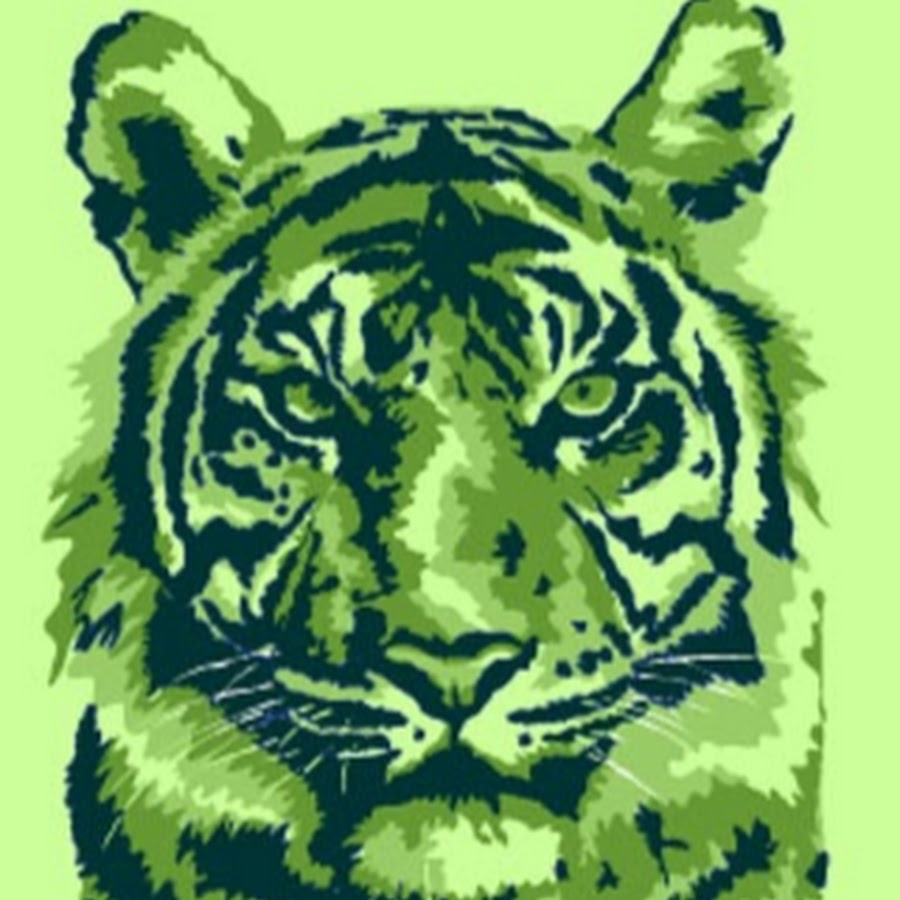 Тигр 1974. Грин Тайгер. Green Tiger (зелёный тигр, США) 2. Тигр на зеленом фоне. Салатовый тигр.