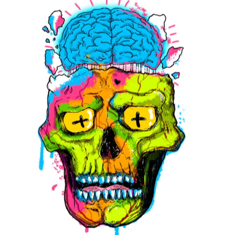 Картинка взрыв мозгов. Мозг граффити. Кислотные Стикеры.