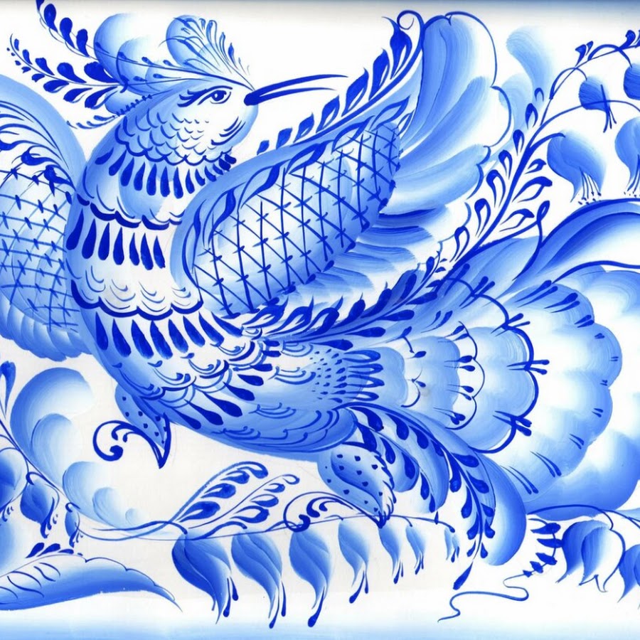 Гжель птица рисунок