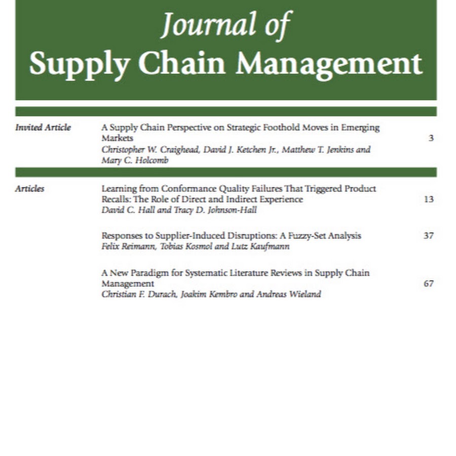 Journal of Supply Chain Management YouTube