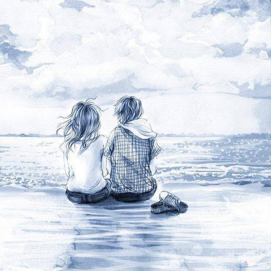 Рисунок парень и девушка смотрят друг на друга