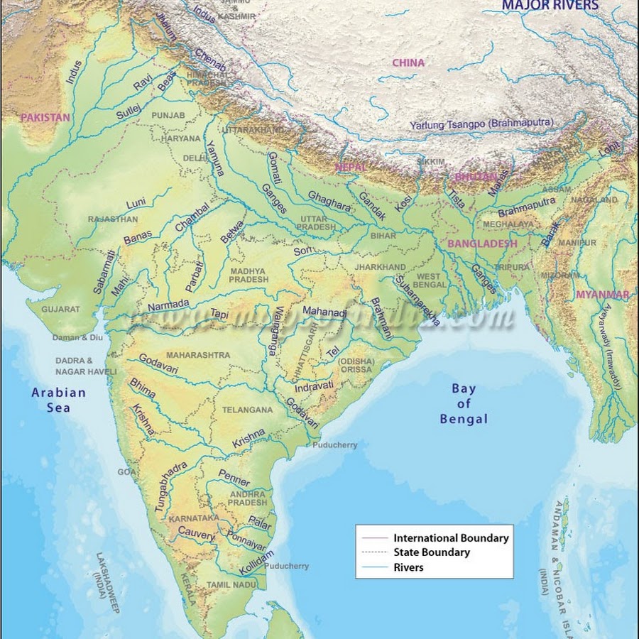 Рельефная карта Индии