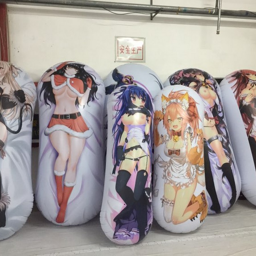 Inflatable anime pillow factory - YouTube