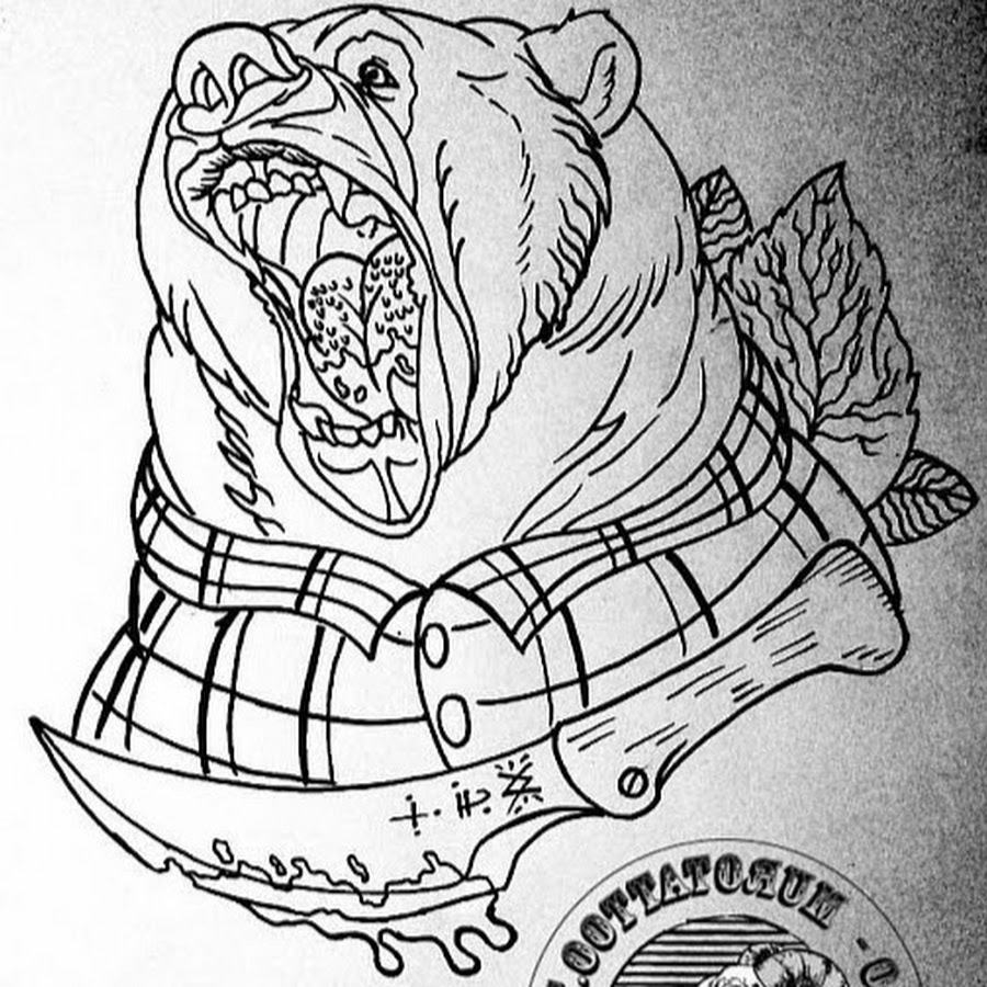 Тату русский медведь эскиз