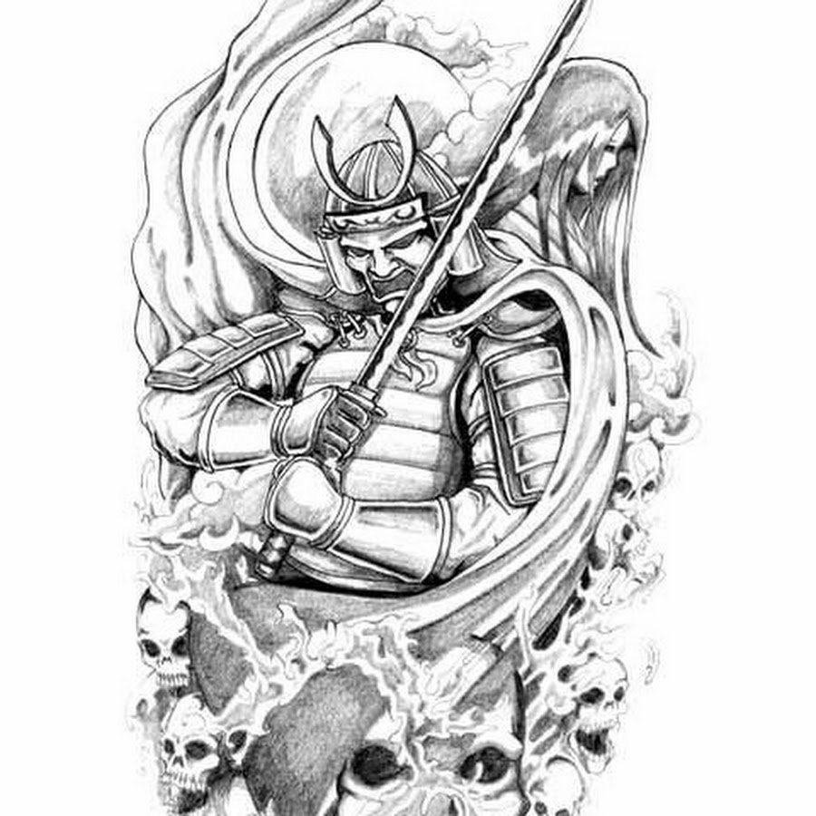 Самурай эскиз чб