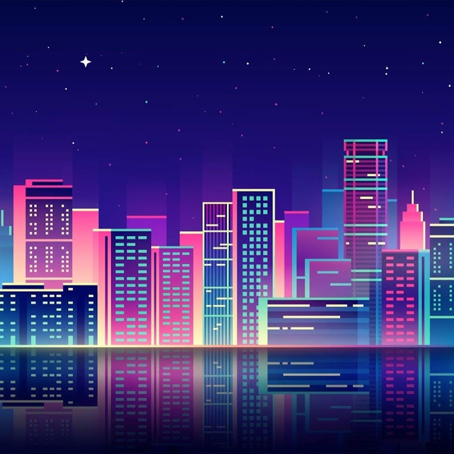 Неоновый город вектор
