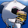 shark eating a cheeseburger shirt