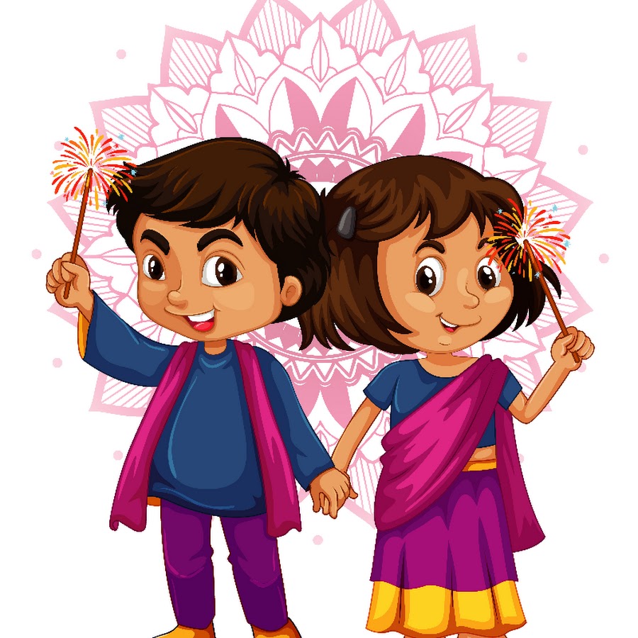 Индийские мальчики и девочки. India Kids vector.