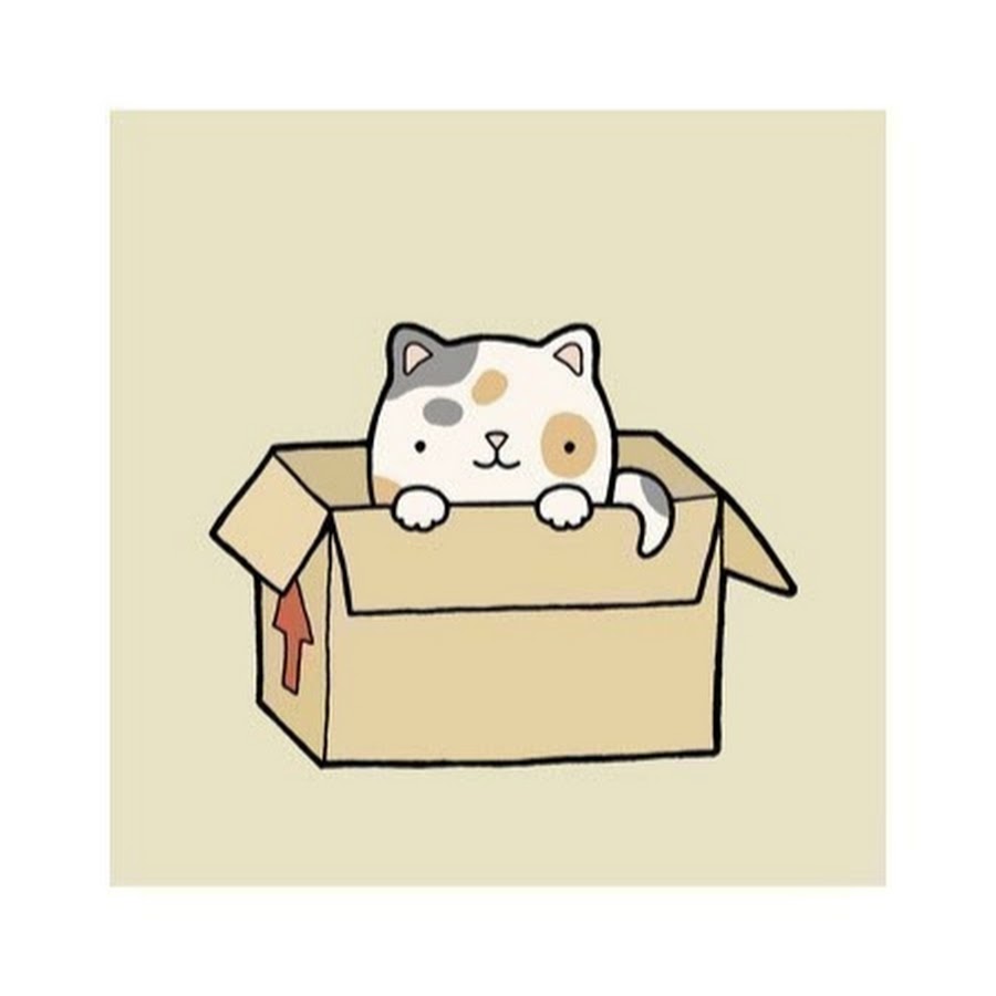 Котик в коробке рисунок