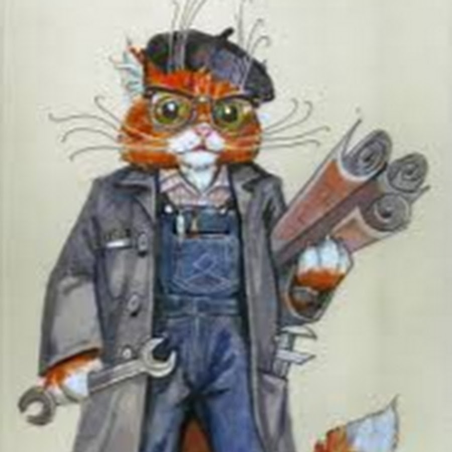 Кот механик. Кот инженер. Коты профессии. Кот Строитель.