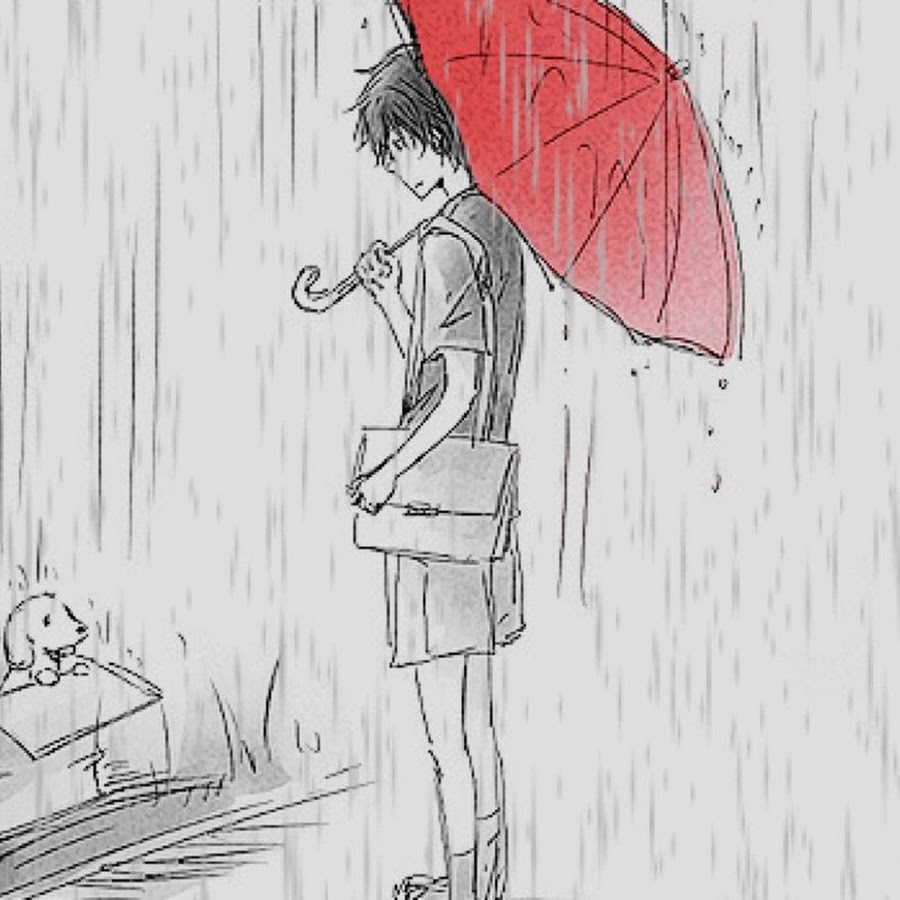 Зарисовка человека с зонтом