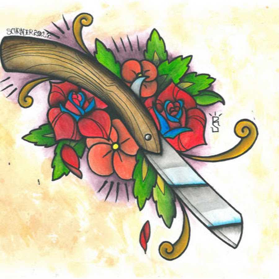 Эскиз опасная бритва олд скул