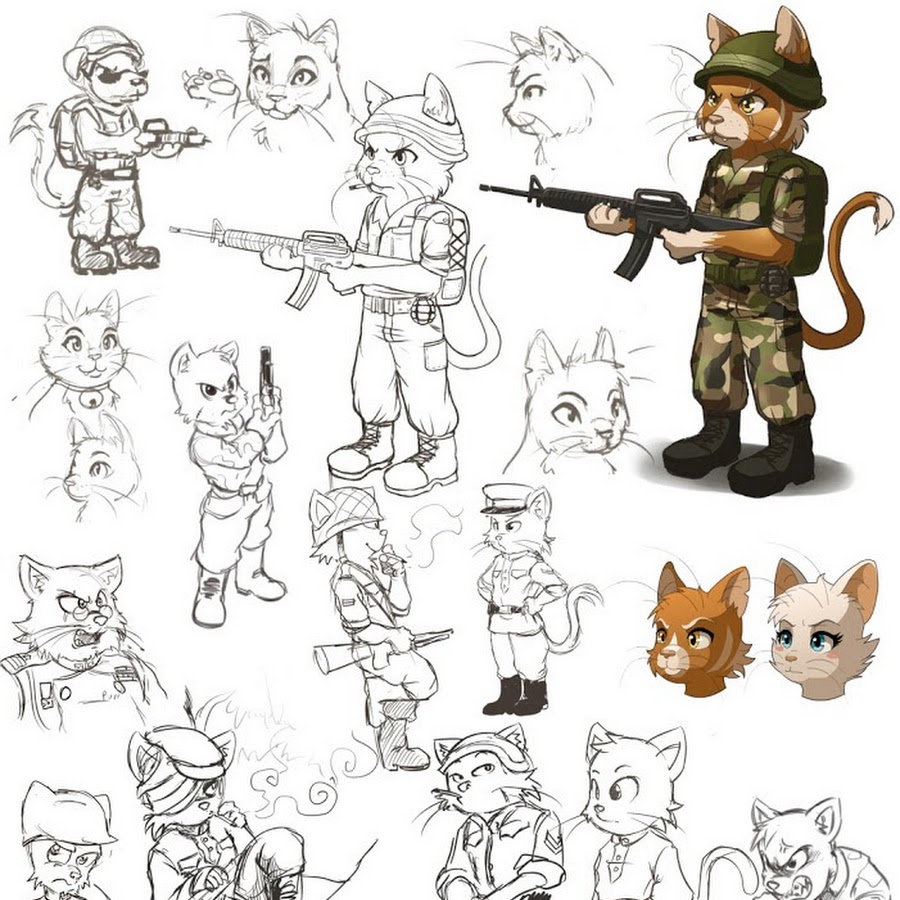Рисунок кот солдат