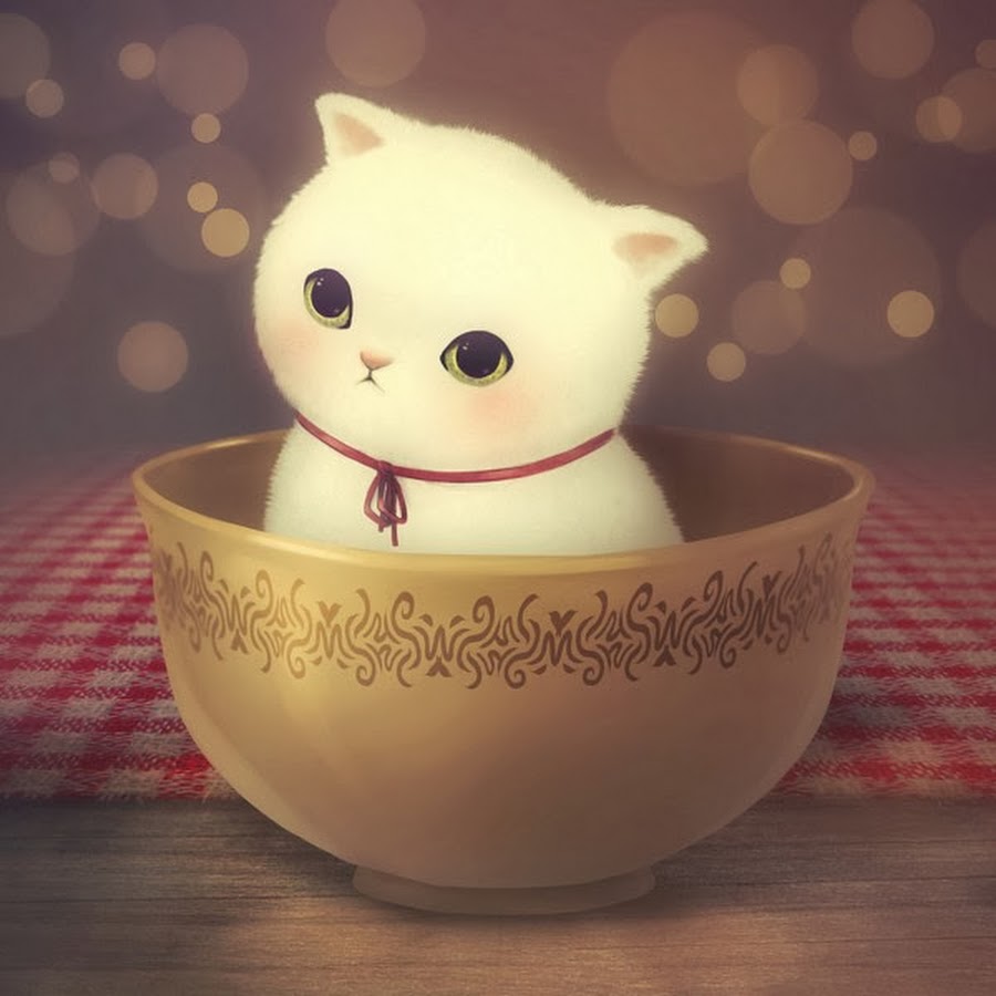 Кот в чашке рисунок