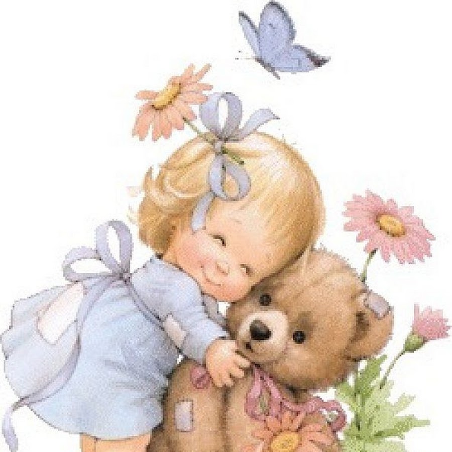 Рисунок девочки с мишкой