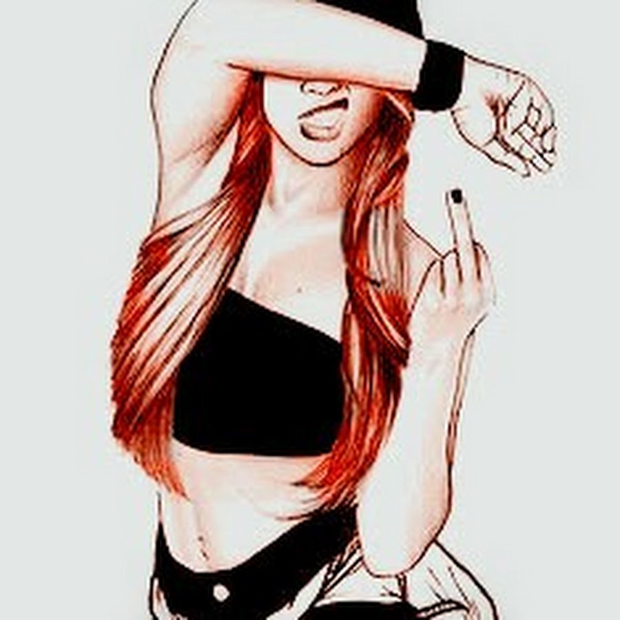 Рисунок девушка показывает фак