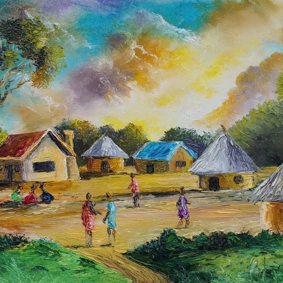 Village life has its bad points. Энтони Мванги художник. Африканская деревня живопись. Village Life. Village Paint.