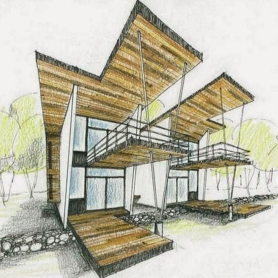 Современная архитектура загородных домов рисунки