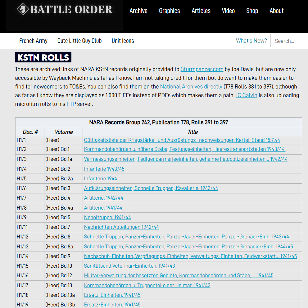Post from Battle Order