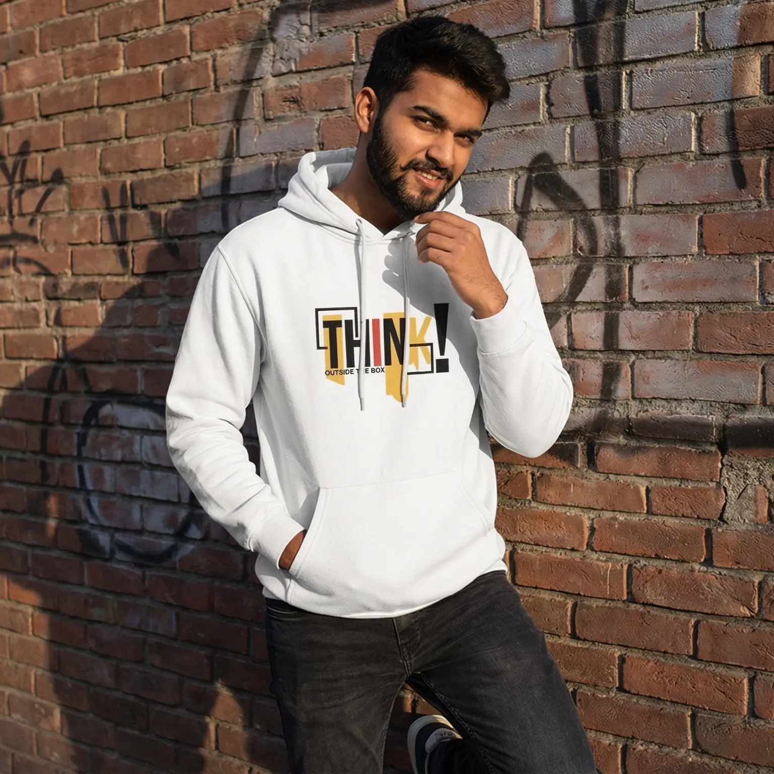 White Think Outside The Box Hoodie