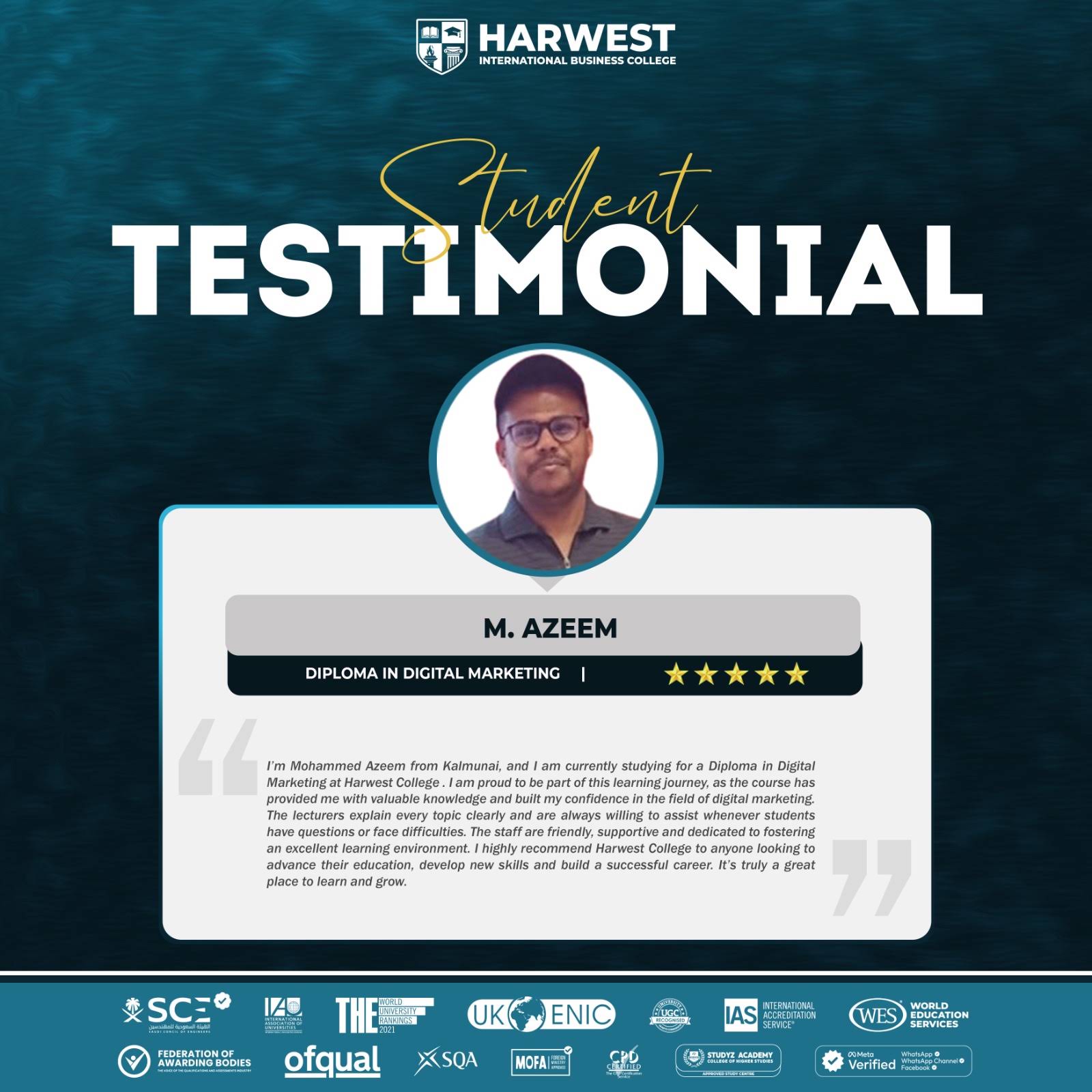 Student Testimonial Diploma in Digital marketing
