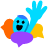 person-turquoise-waving-speech