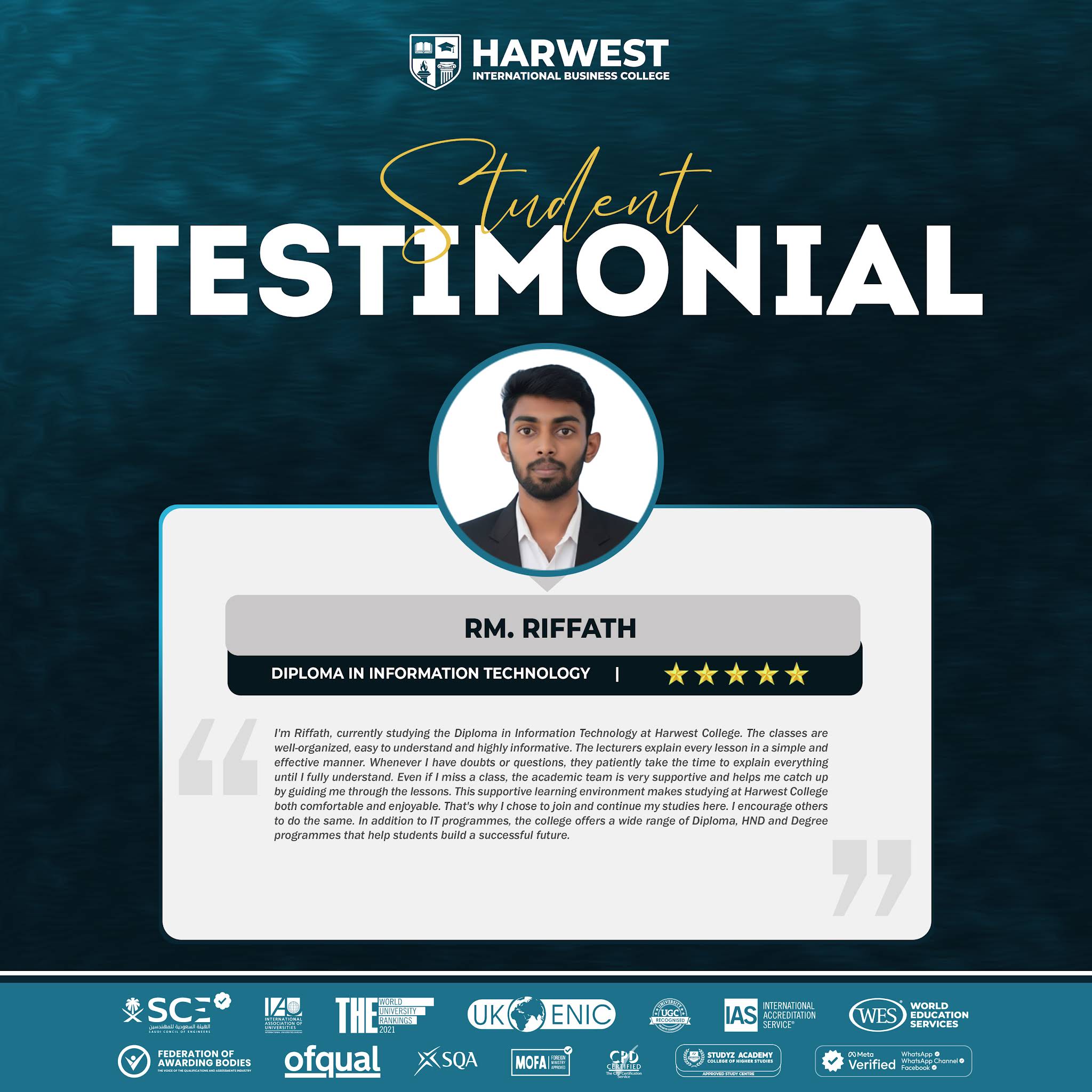 Diploma in IT Student Testimonial - Riffath