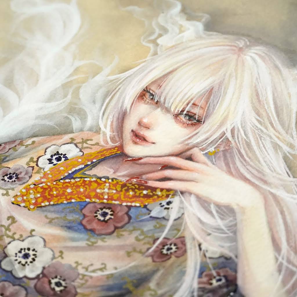 手描きイラスト✢創作水彩原画『キョンシー』 キョンシー】手描きイラスト 原画 ポストカードサイズ - メルカリ