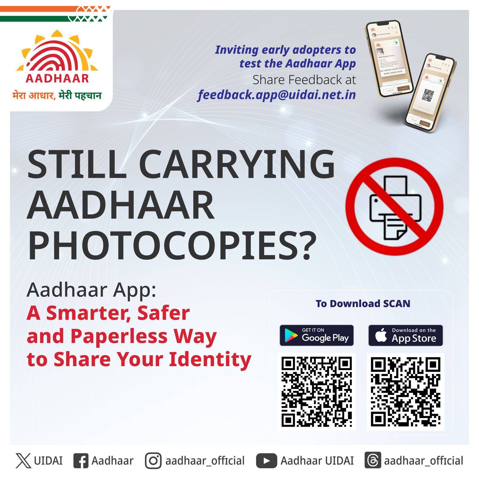 Post from Aadhaar UIDAI