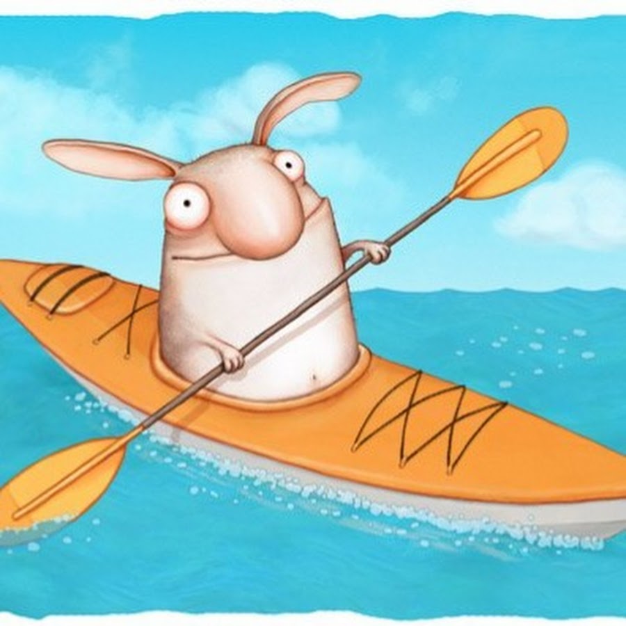 Заяц в ластах. Смешные иллюстрации. Байдарка карикатура. Заяц с веслом. Зайцы в лодке.