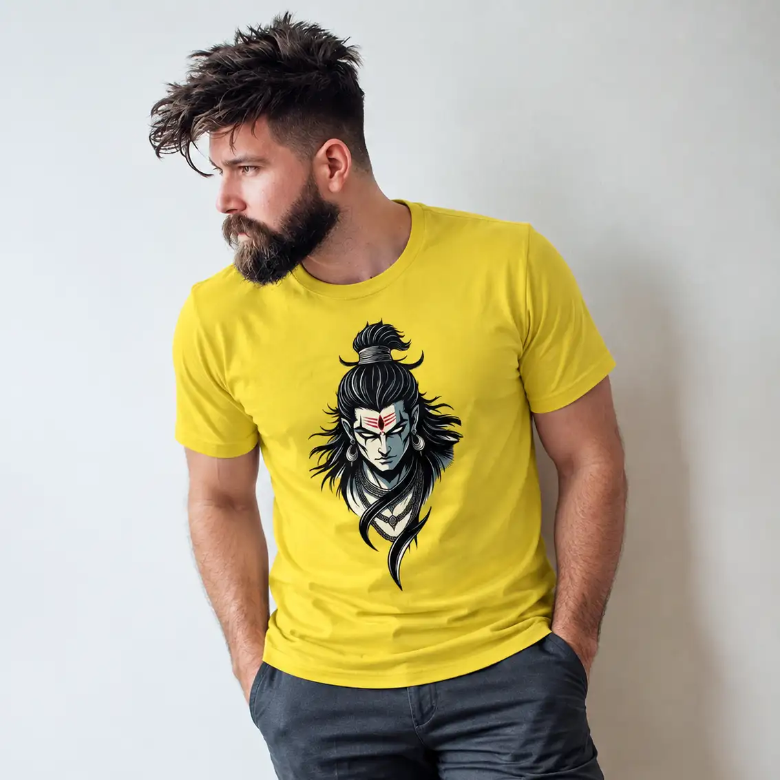 Lord Shiva T-Shirt – Men’s Sky Blue Cotton DTG Printed Tee