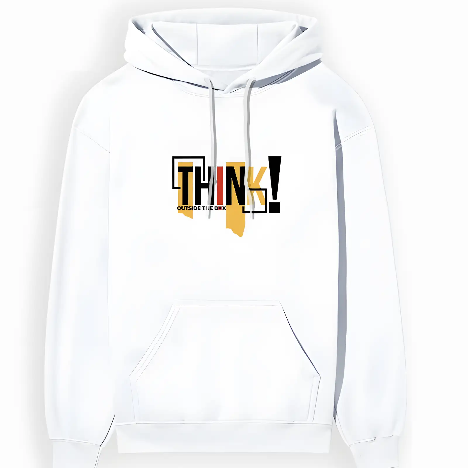 Think Outside The Box Hoodie | Unisex Premium 300 GSM Cotton Winter Hoodie - White