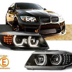 Rolling-Gears: BMW E90 DTM Angel Eyes Type Projector Headlights(Black) -  YouTube
