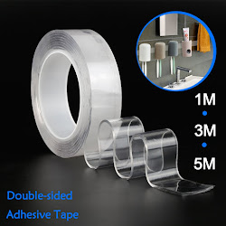 Kitchen Cabinets or Tile Metal Washable Adhesive Tape 1M/3.28Ft Transparent Nano Tape Reusable Adhesive Silicone Tape Paste to Glass 1m x 30mm x 2mm 