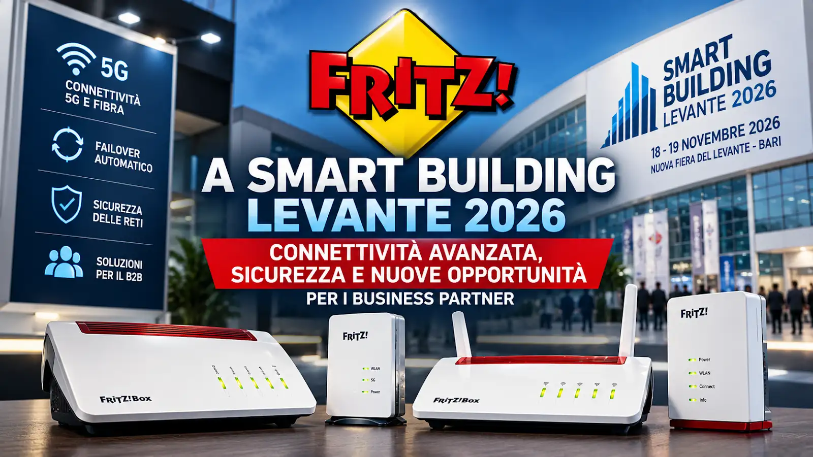 FRITZ! a Smart Building Levante 2026 con nuove soluzioni 5G, fibra e sicurezza per il B2B