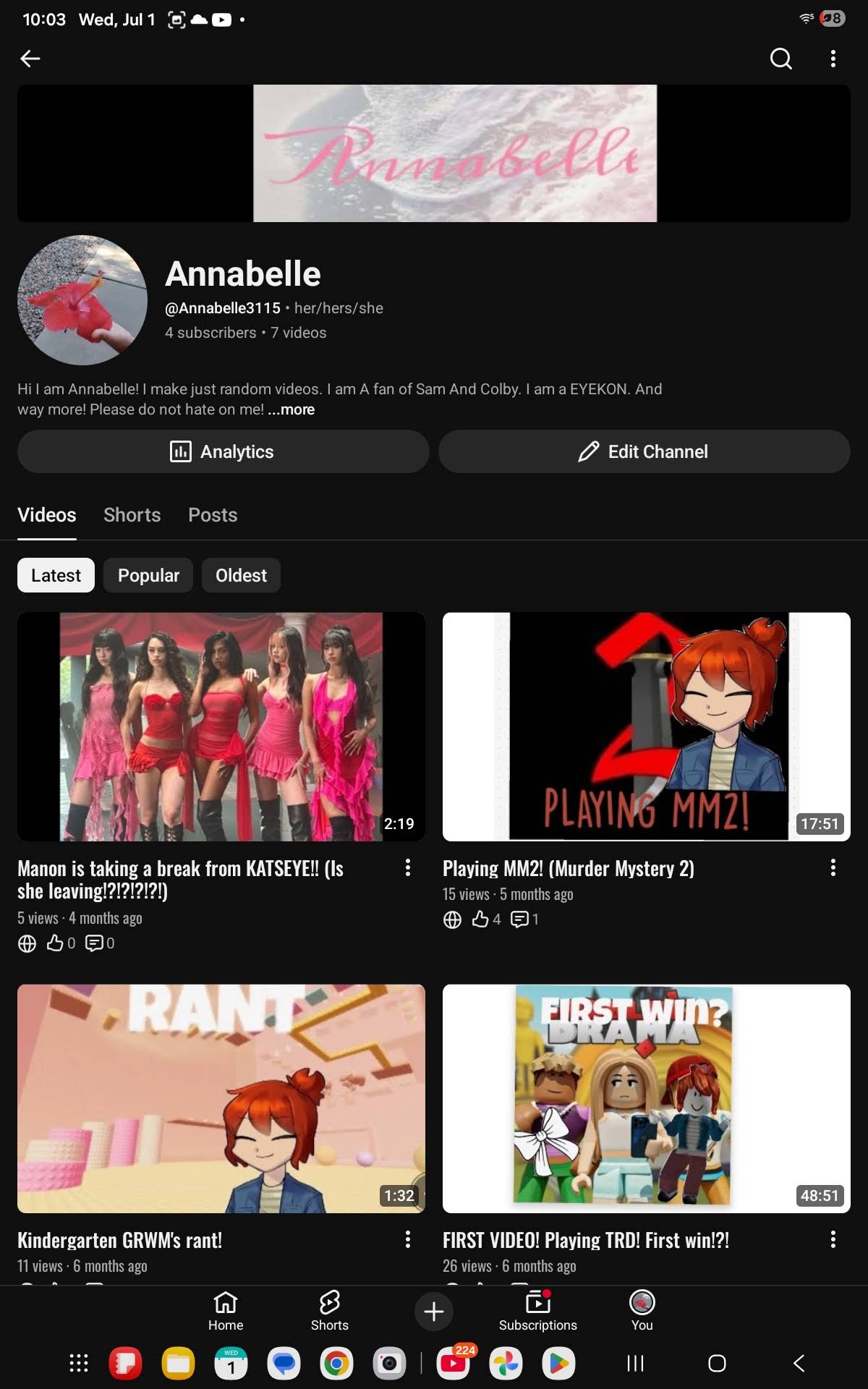 annabelleページ YouTube