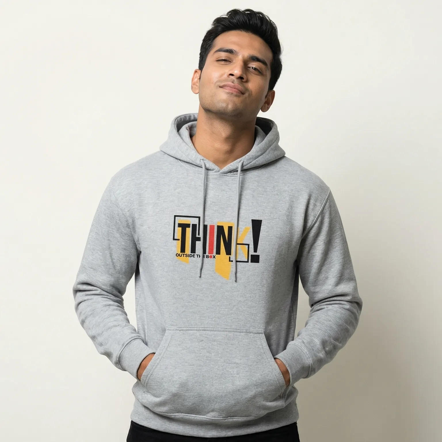 Grey Melange Think Outside The Box Hoodie