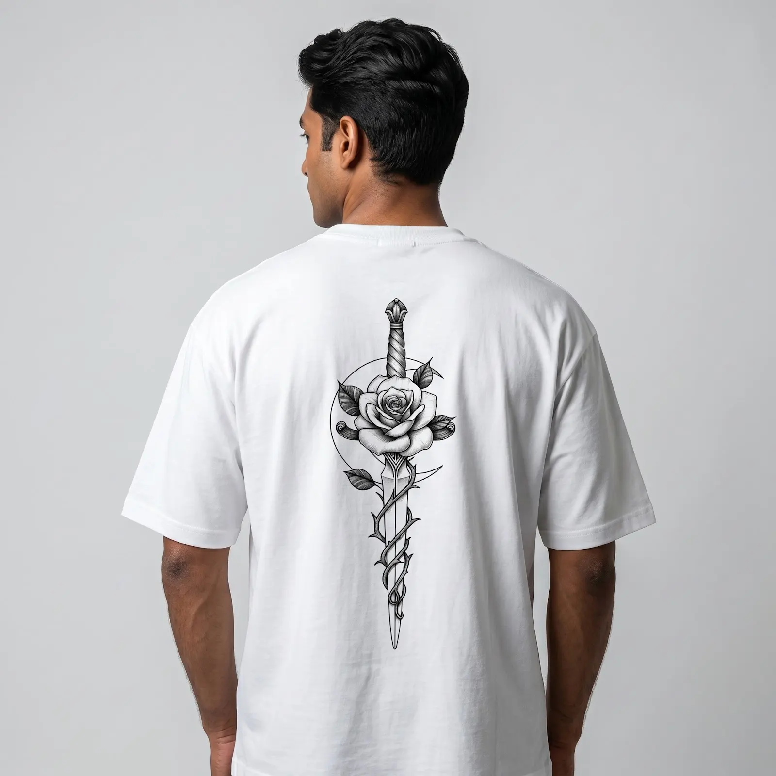 Dagger and Rose Oversized T-Shirt – Premium 240 GSM Cotton Streetwear