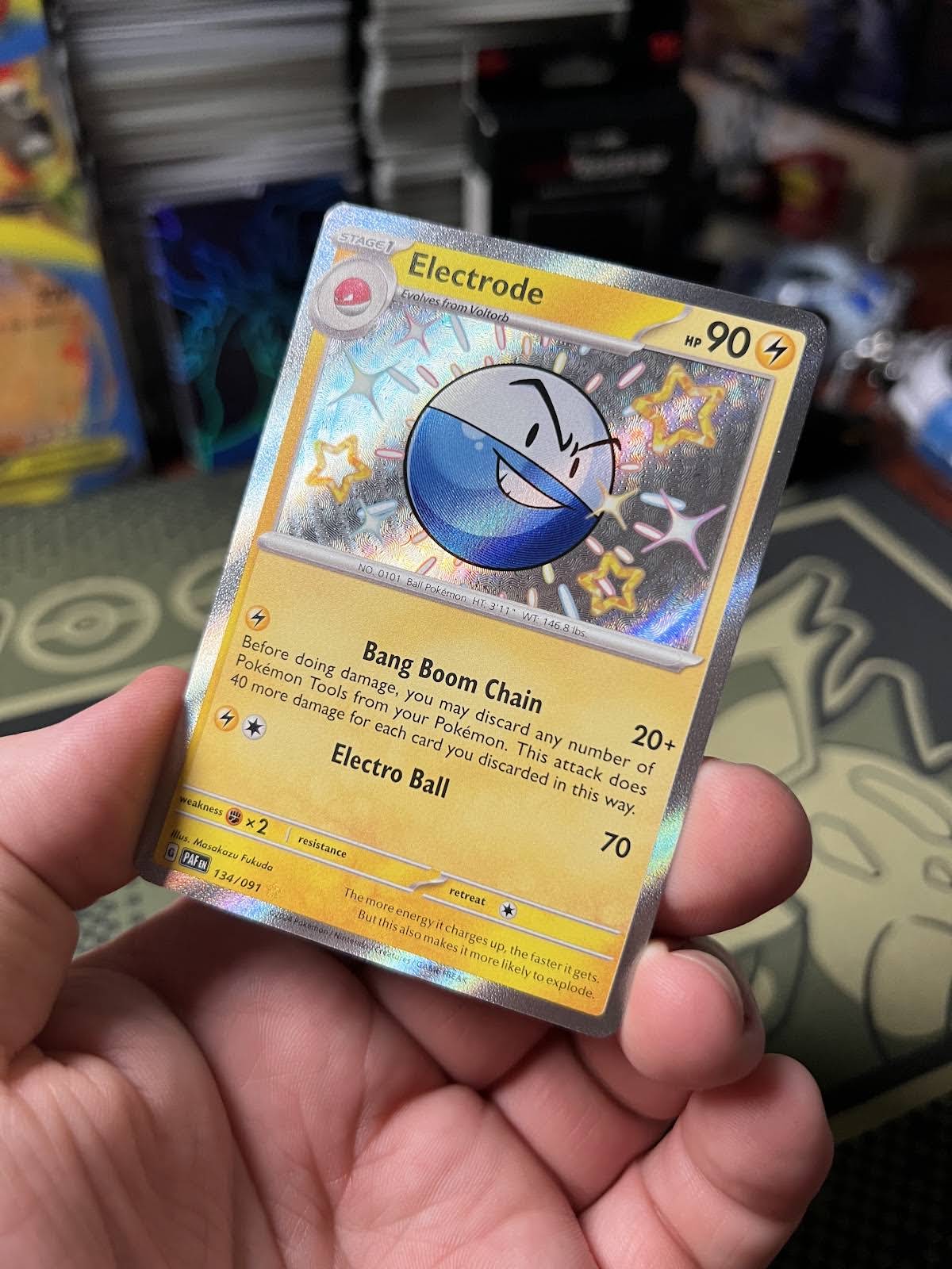 gold electrode pokemon card TCG Hisuian V Box Attack 1 Electrode (Secret Wonders 26) -
