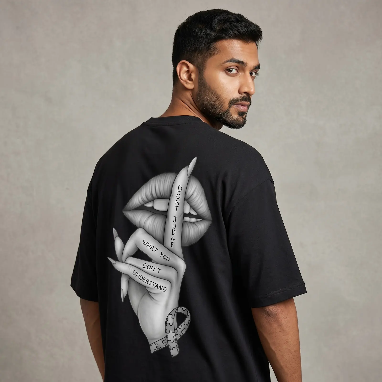 Men’s Terry Oversized T-Shirt – Premium Cotton Blend Graphic Tee
