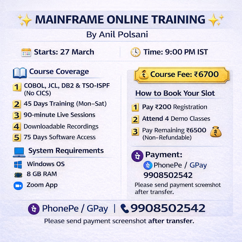 Mainframe Online Training BY Anil Polsani