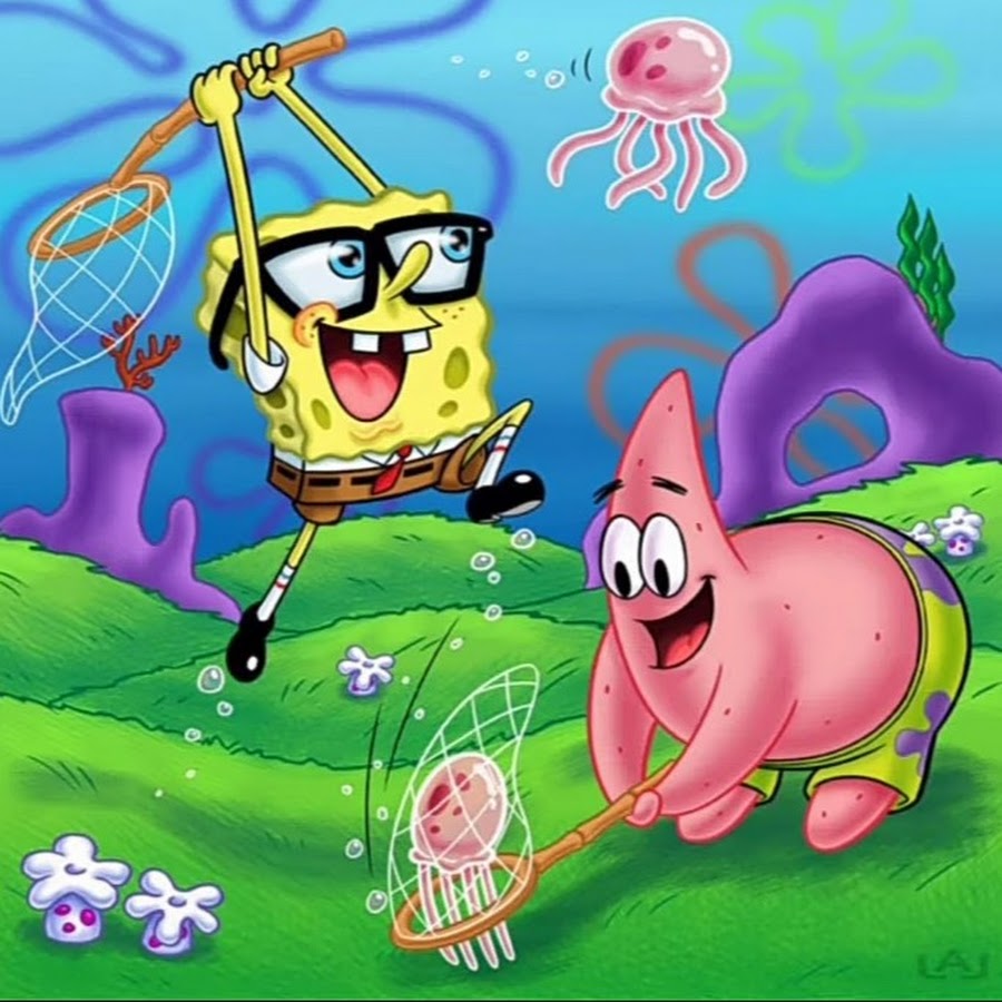 Губка Боб и Патрик с медузами