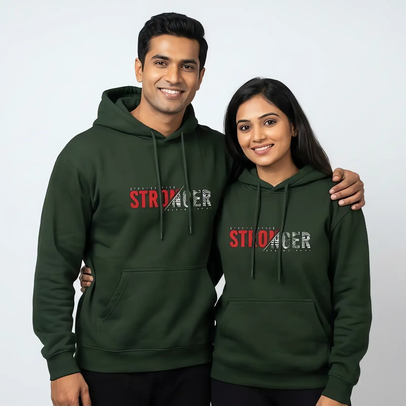Stronger Graphic Hoodie (Bottle Green)